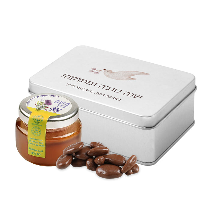 מארז מתנה - יומן שבועי - קופסת דפי ממו - מארז דבש ושוקולד מפנק - שלווה