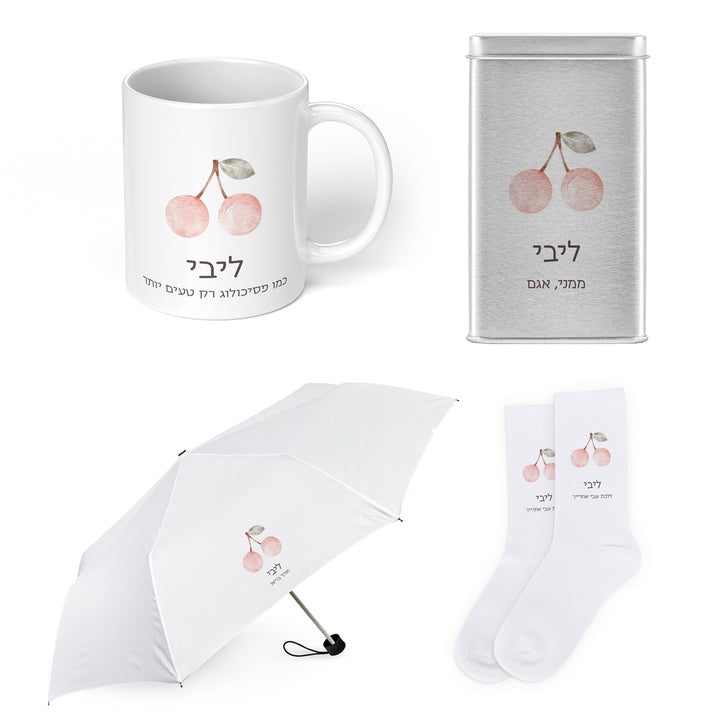 מארז לחורף - מארז גרביים - ספל קפה - מטרייה מתקפלת - שלווה