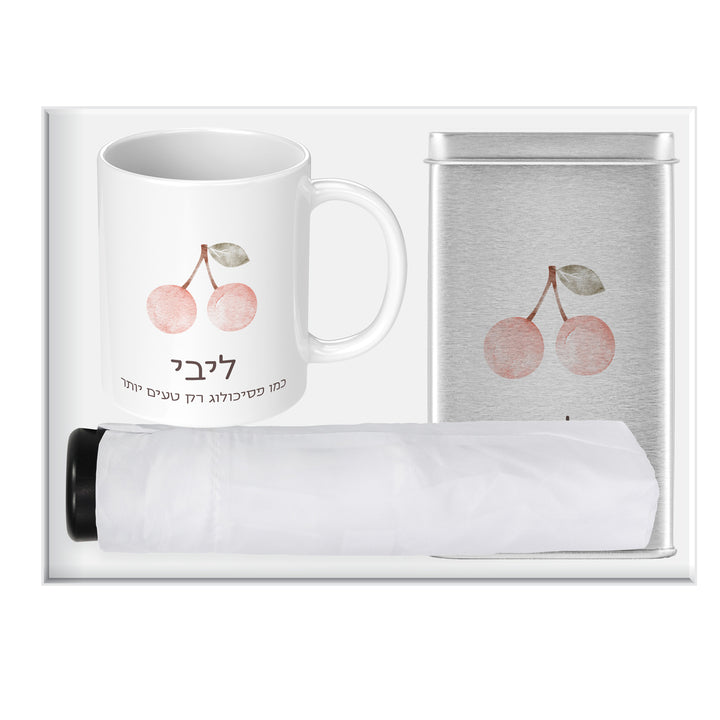 מארז לחורף - מארז גרביים - ספל קפה - מטרייה מתקפלת - שלווה